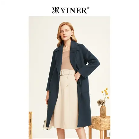 YINER音儿女装2022冬季新款纯羊毛双面呢大衣外套商品大图