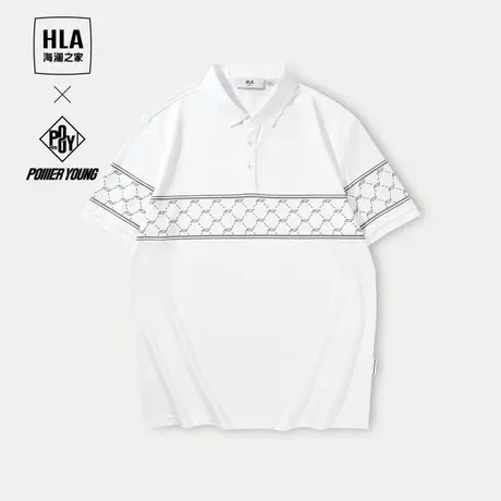 HLA/海澜之家POWER YOUNG系列短袖polo24春夏新款花纹凉感短袖男图片