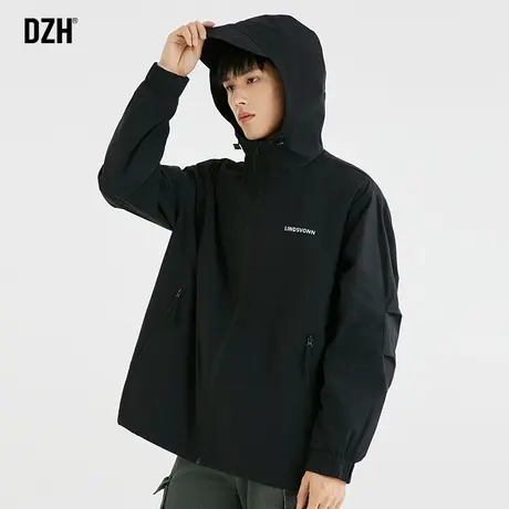 男士连帽冲锋衣男春秋季户外防风外套2023新款工装夹克男款登山服商品大图