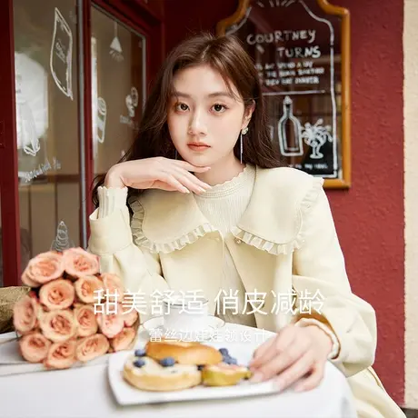 【直播间】香影娃娃领毛呢外套女中长款2023冬季新款韩系高级感商品大图