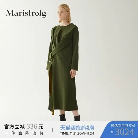 Marisfrolg玛丝菲尔装新款橄榄绿中长款连衣裙专柜正品图片
