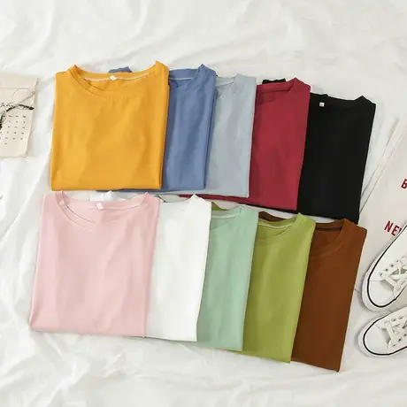 春秋衣宽松外穿黑色上衣内搭秋冬季洋气百搭打底衫女白色长袖t恤图片