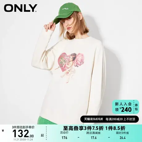 ONLY奥莱夏季时尚宽松休闲小天使图案圆领卫衣女商品大图