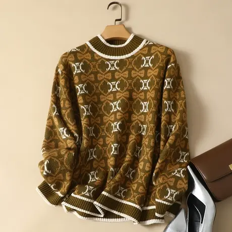 半高领毛衣宽松套头打底衫女秋冬2023年新款内搭爆款洋气针织衫女商品大图