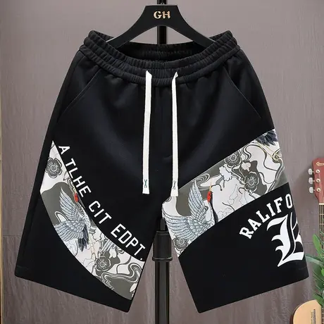 国潮短裤男款夏季潮牌宽松直筒休闲运动中裤潮流男士外穿大裤衩子商品大图