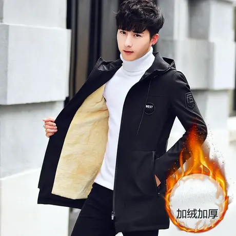 男士外套秋冬季2023新款加绒加厚风衣中长款休闲夹克男装秋装外衣商品大图