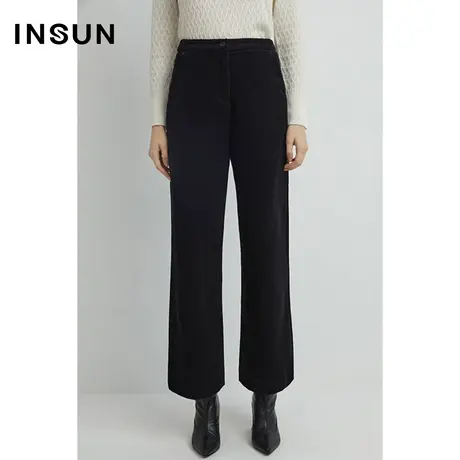 INSUN恩裳线上专选冬季灯芯绒显瘦百搭阔腿休闲裤图片