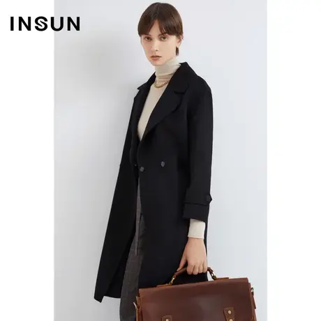 INSUN恩裳线上专选冬季美拉德外套纯羊毛毛呢大衣图片