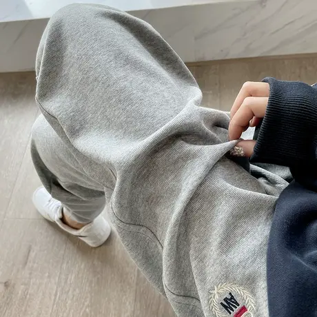 灰色运动裤女春秋2023新款高腰宽松束脚显瘦修身弹力休闲哈伦卫裤图片