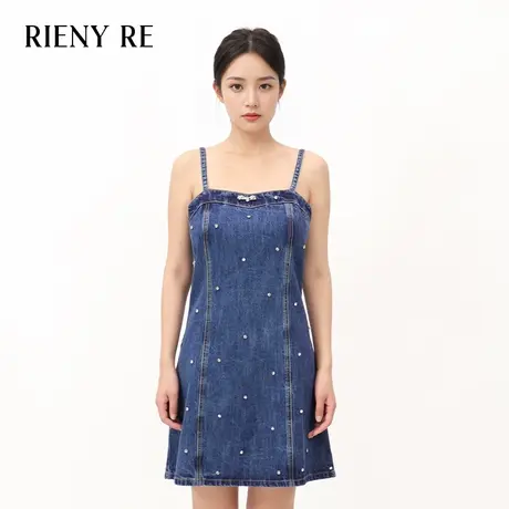 RIENYRE连衣裙女2024春夏新款气质休闲复古收腰显瘦吊带牛仔裙子图片