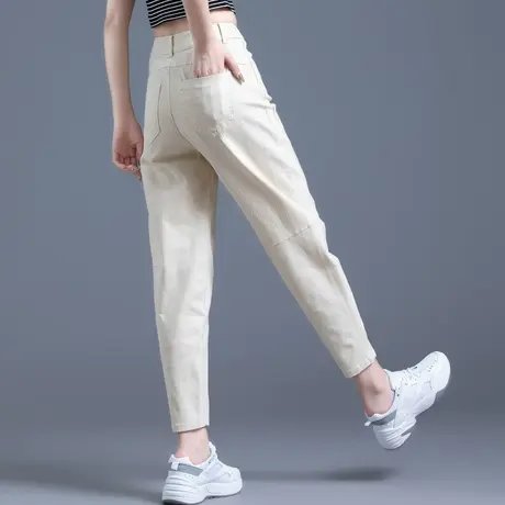 白色裤子女2024新款萝卜裤老爹女裤爆款百搭休闲裤哈伦裤九分女裤商品大图