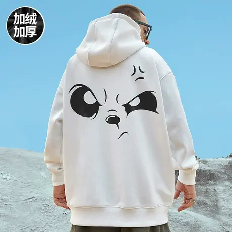 2024新款潮牌胖子男装连帽宽松加肥大码情侣装卫衣加绒加厚春秋季图片