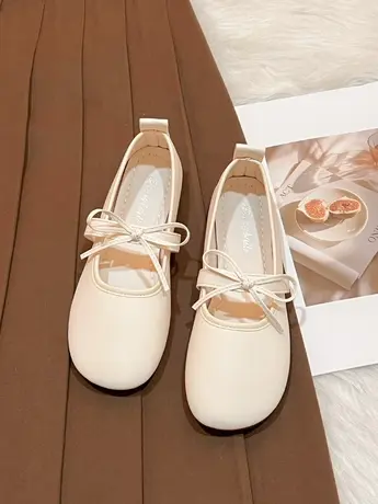 仙女风温柔单鞋女夏2023新款平底百搭配裙子晚晚鞋一脚蹬豆豆鞋秋商品大图