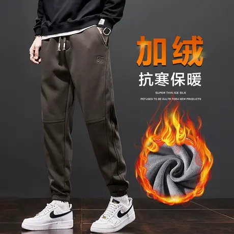 2024新款冬季加绒束脚运动卫裤男生冬天大码带绒裤秋冬款休闲裤子商品大图