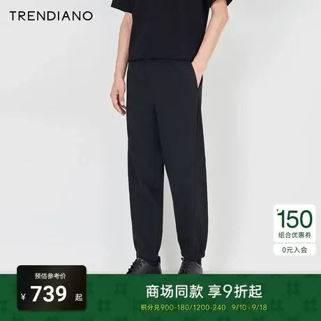 TRENDIANO官方2023新款秋季侧拉链直筒束脚休闲裤百搭运动裤男潮商品大图