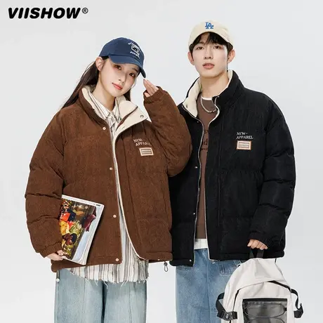 VIISHOW美式复古加厚灯芯绒棉服男冬季宽松保暖抗寒面包服外套潮商品大图