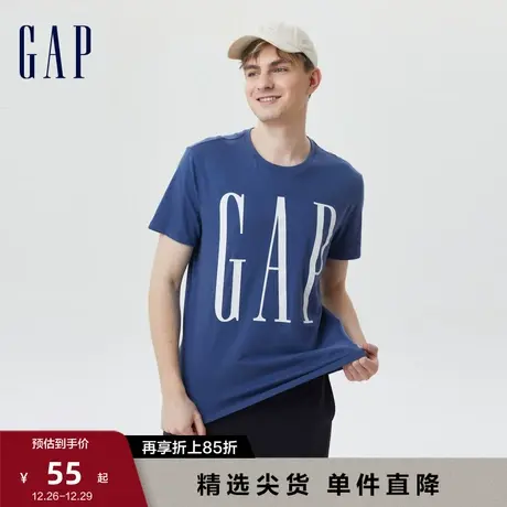 Gap男装夏季休闲舒适圆领T恤499950 正肩时尚LOGO短袖图片