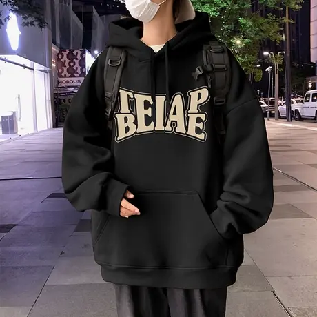 卫衣男秋冬季2023新款美式宽松上衣情侣潮流复古港风套头连帽外套商品大图