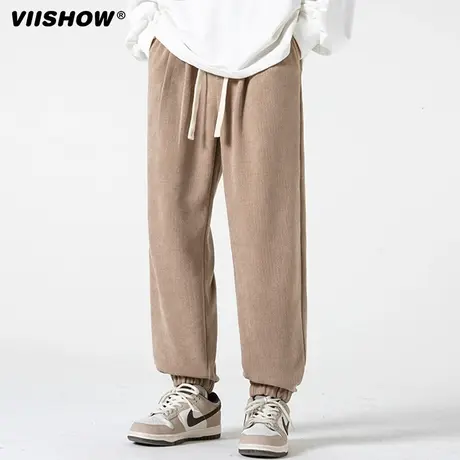 VIISHOW纯色复古针织休闲裤子男士春秋潮牌新款宽松百搭运动卫裤商品大图