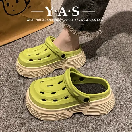 厚底洞洞鞋女款夏季外穿2024新款沙滩神器松糕增高跟沙滩凉鞋拖鞋商品大图