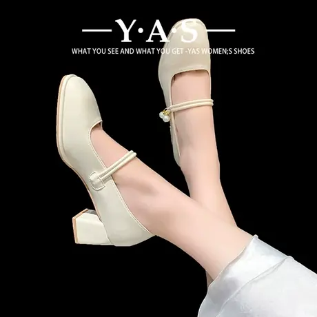 玛丽珍女鞋2024新款春秋时尚百搭法式中粗跟单鞋温柔配裙子高跟鞋商品大图