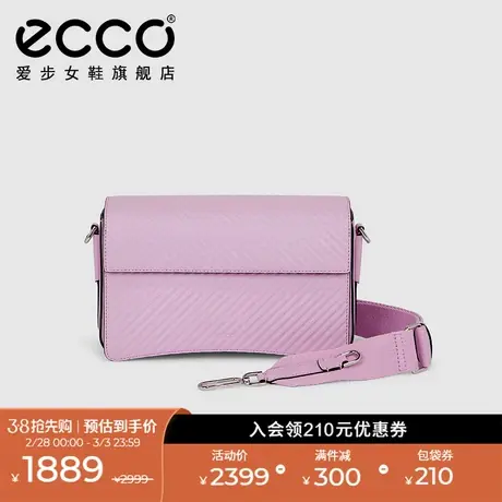 ECCO爱步单肩包女 时尚浅粉色真皮斜挎包方包信封包 灵动9107341商品大图