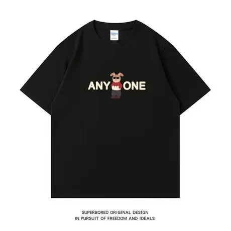 夏季圆领短袖T恤男潮牌ins半袖潮流卡通印花情侣装新款休闲体恤衫图片