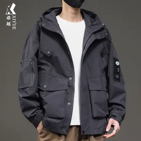 希越山系户外三防夹克外套男2024春秋新款宽松大码男士工装机车服商品大图
