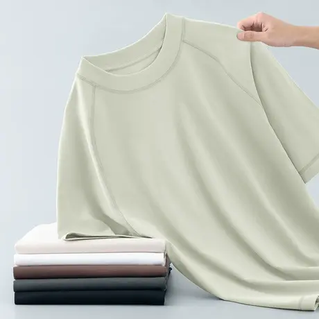 350g重磅纯棉t恤男短袖夏季圆领全棉插肩半袖美式宽松体恤上衣服商品大图