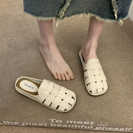 凉拖鞋女夏外穿2024年新款爆款包头半拖鞋平底百搭时尚网红仙女风图片