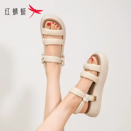 红蜻蜓厚底凉鞋女夏款2023年新款夏季休闲两穿软底鞋子女款沙滩鞋图片