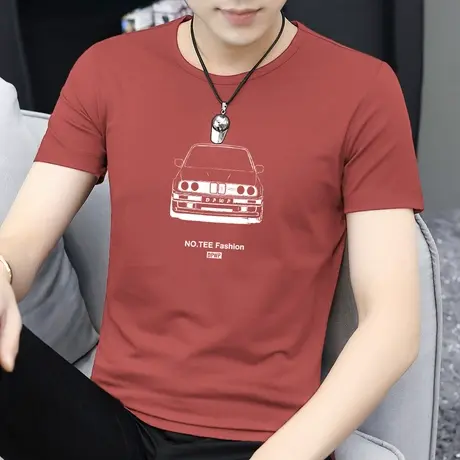 莫代尔冰丝短袖t恤男2023新款夏季速干凉感半袖潮牌潮流印花体恤商品大图