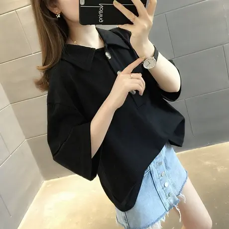 纯棉短袖T恤女装宽松2023年新款秋季洋气中长款设计感打底衫爆款商品大图