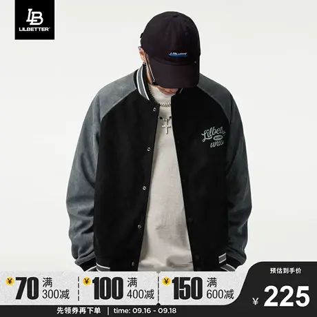 Lilbetter仿麂皮夹克新款hiphop潮牌外套美式潮流棒球服复古男装商品大图