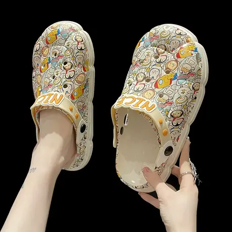 防滑洞洞鞋凉鞋女夏季网红时尚外穿可爱宇航总动员厚底包头半拖鞋图片