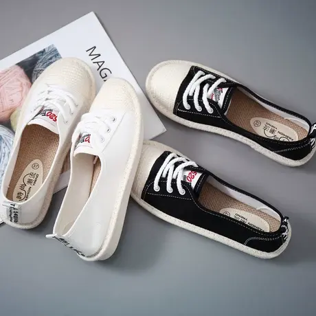 浅口小白鞋女透气2020夏季新款韩版百搭半拖帆布鞋一脚蹬女懒人鞋图片