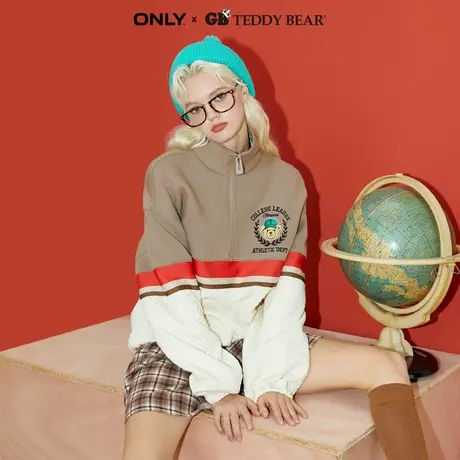 【直播专享】ONLY2022GB TEDDY BEAR泰迪熊拉链领口卫衣女商品大图