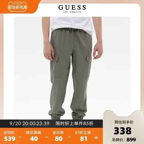 GUESS23新款男宽松工装裤抽绳松紧腰束脚休闲长裤-X3PB06W55R0商品大图