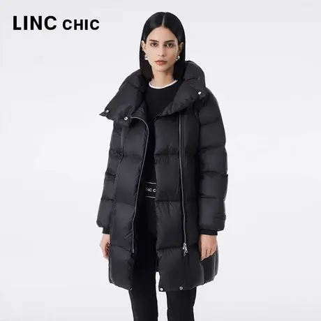 LINCCHIC金羽杰面包服2023秋冬新品超轻泡芙中长款立领羽绒服女商品大图