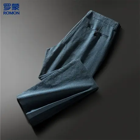 罗蒙舒适磨毛休闲裤男简约百搭男裤直筒裤子男士休闲裤长裤图片