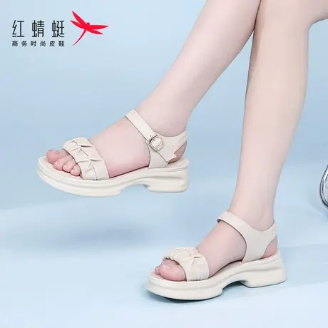 红蜻蜓女鞋白色运动厚底夏天沙滩鞋老爹凉鞋女款新款外穿夏季夏天商品大图