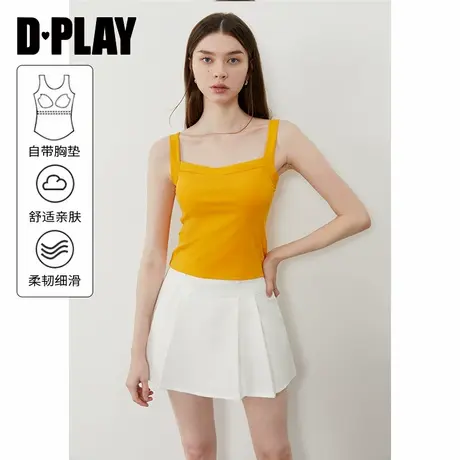 DPLAY【惠品】2025年夏季黄色吊带背心女多巴胺一体式胸垫上衣图片