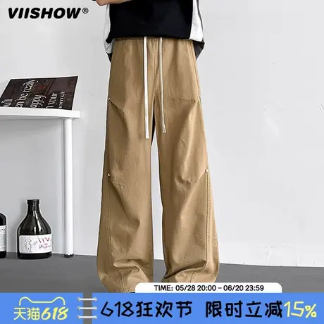 VIISHOW伞兵休闲裤子男25春秋新款美式宽松痞帅直筒阔腿运动长裤商品大图