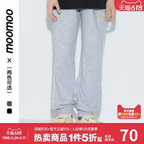 美特斯邦威童装女童休闲裤秋冬中童侧边撞色卡通图案可爱兔子长裤商品大图