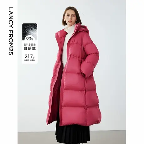 朗姿霍尔多巴吉白鹅绒羽绒服新款系带廓形中长款外套大衣2024年冬商品大图