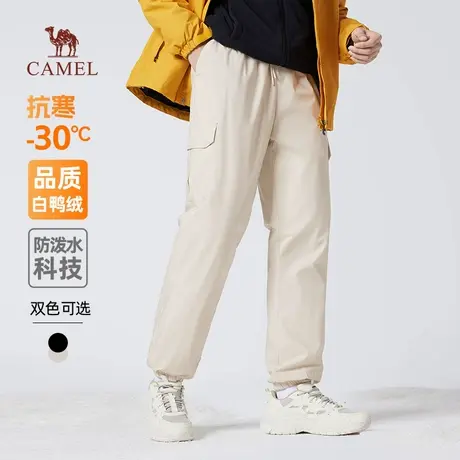 骆驼男装羽绒裤男士冬季加绒加厚保暖工装休闲束脚防水运动长裤子商品大图