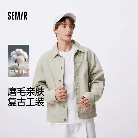 森马夹克男做旧复古工装外套宽松纯棉秋装户外时尚百搭上衣质感潮图片