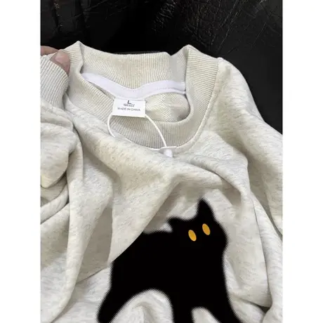 cec超火圆领长袖卫衣女秋季宽松韩版百搭显瘦学生上衣外套薄款潮商品大图