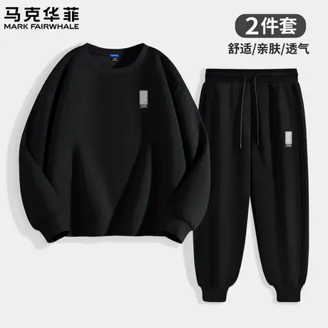 马克华菲国潮运动套装男春秋款圆领宽松男士卫衣裤子穿搭两件套X商品大图