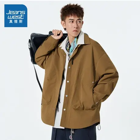 LE真维斯男女同款翻领夹克 2025秋季新品设计感港风宽松情侣外套商品大图